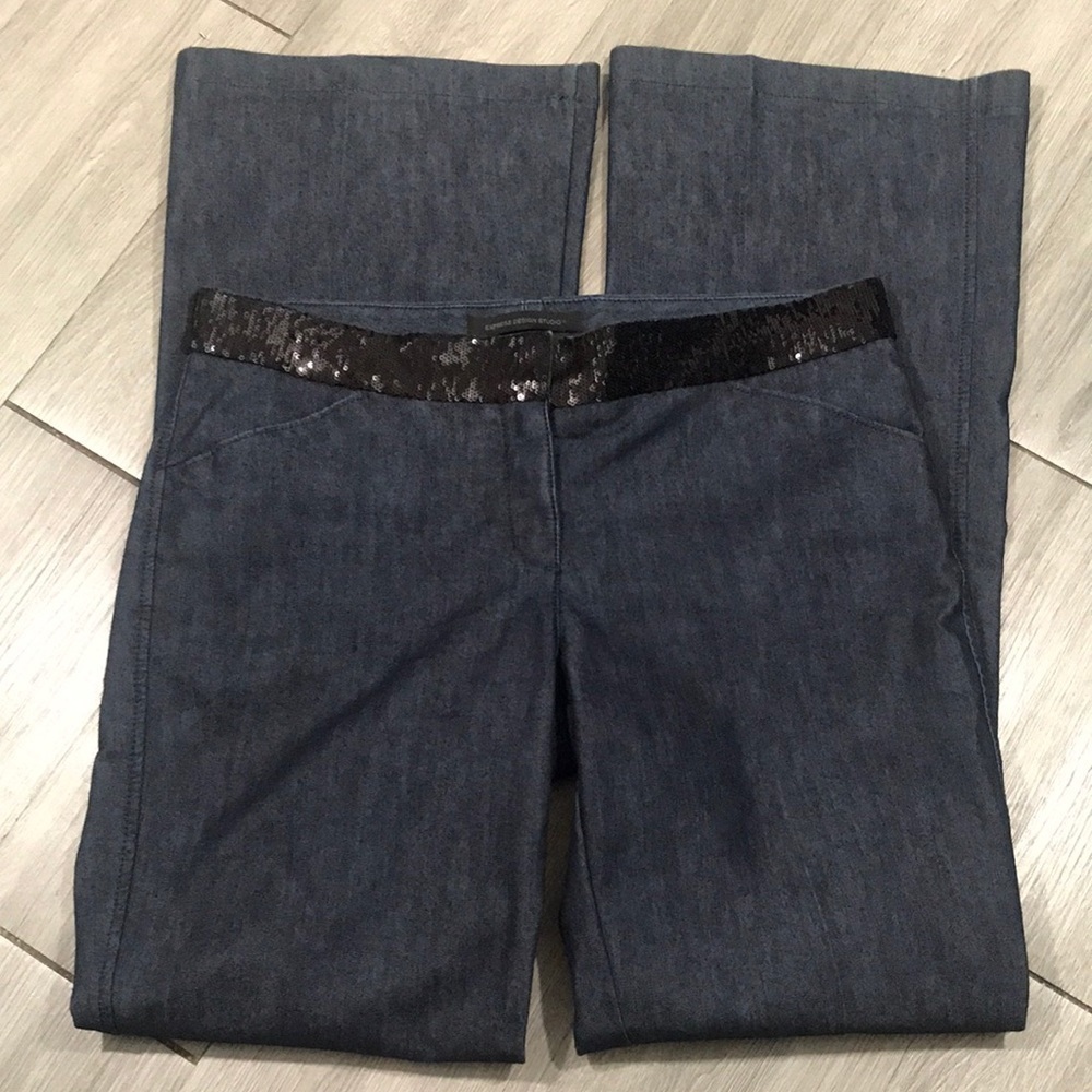 Express “Editor” Denim Trousers w/Sequin Waistband